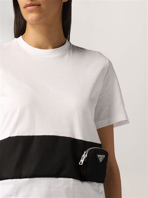 prada womens tshirt|prada nylon cold shoulder top.